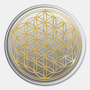 Levenflank / Blume des lebens - GOLD grijs Ronde Sticker
