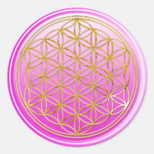 Levenflank / Blume des lebens - GOLD roze Ronde Sticker