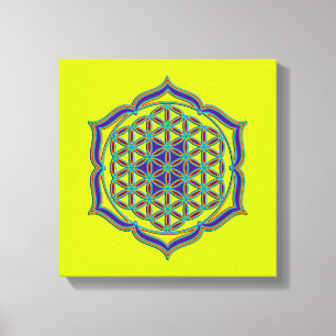 Levenflank / Blume des lebens - Lotus Contour Canvas Afdruk