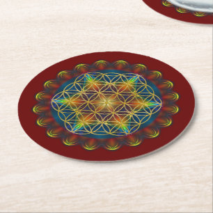 Levenflank / Blume des lebens - Mandala III Ronde Kartonnen Onderzetter
