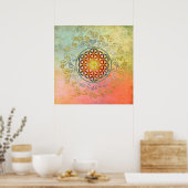 Levenflank / Blume des lebens - Ornament IV BG Poster (Keuken)