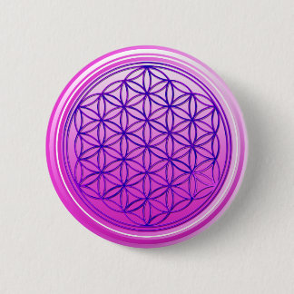 Levenflank / Blume des lebens - roze blauw Ronde Button 5,7 Cm