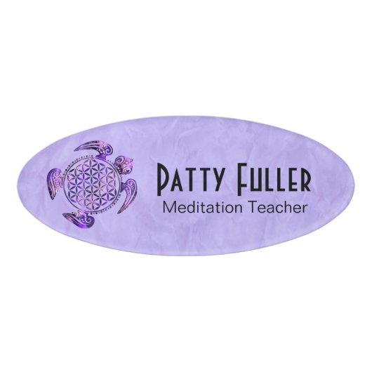 Levenflank / Blume des lebens - schildpad Naambadge (Voorkant)