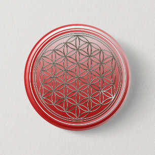 Levenflank / Blume des lebens - SILVER red Ronde Button 5,7 Cm