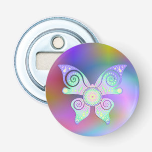 Levenflank / Blume des Lebens - vlinder Button Flesopener