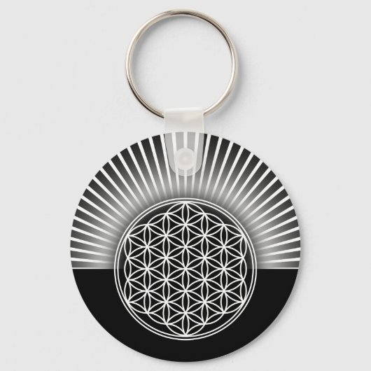 Levenflank / Blume des Lebens - wit vlak Sleutelhanger (Voorkant)