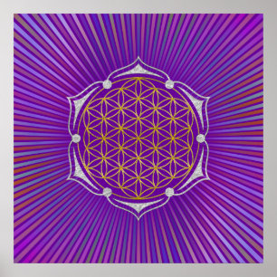 Levenflens - Lotus gold Silver Poster