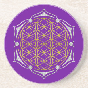 Levenflens - Lotus gold Silver Zandsteen Onderzetter