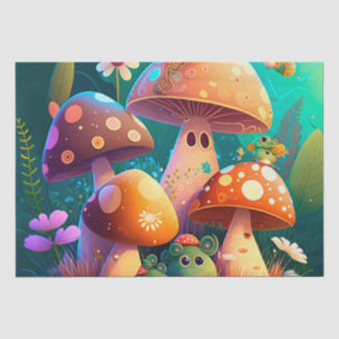 Levengroene, schattige baby-muchrooms tissuepapier