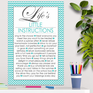 Levens Kleine Instructies Aqua Blauwe Poster