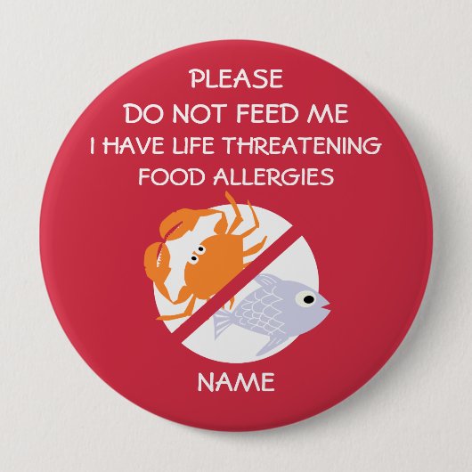 Levensbedreigende visallergieën, geen voer ronde button 4,0 cm (Voorkant)