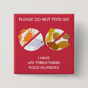 Levensbedreigende vissen en allergenen, vierkante button 5,1 cm