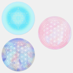 Levensbloem, geometrisch sacraeus, labels