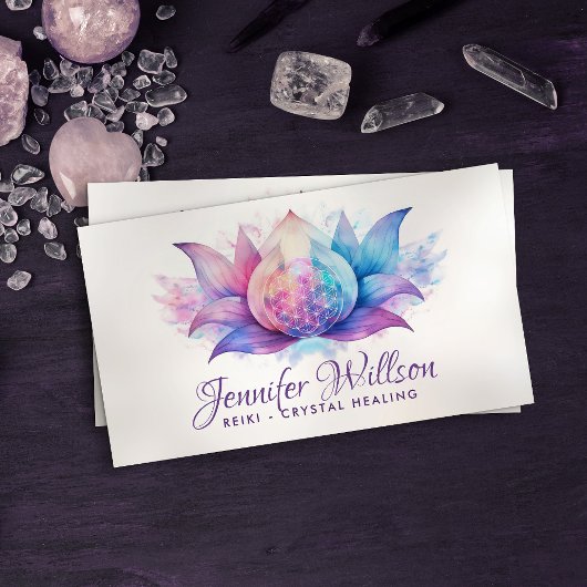 Levensbloem in lotusbloem - Waterverf Visitekaartje