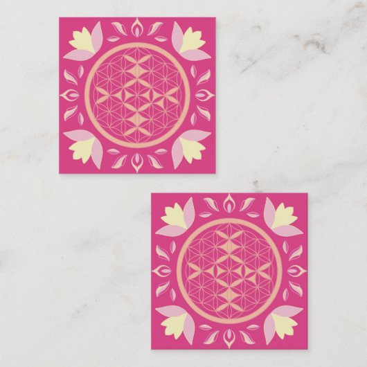 Levensbloem Vierkante Visitekaartje (Voorkant / Achterkant)