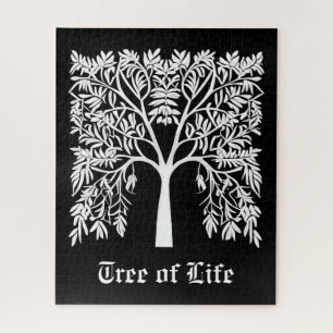 Levensboom #1 Wit op Zwart Legpuzzel