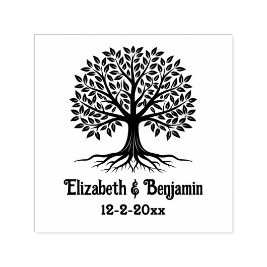 Levensboom #6 Koppel Namen Datum Zelfinktende Stempel (Design)