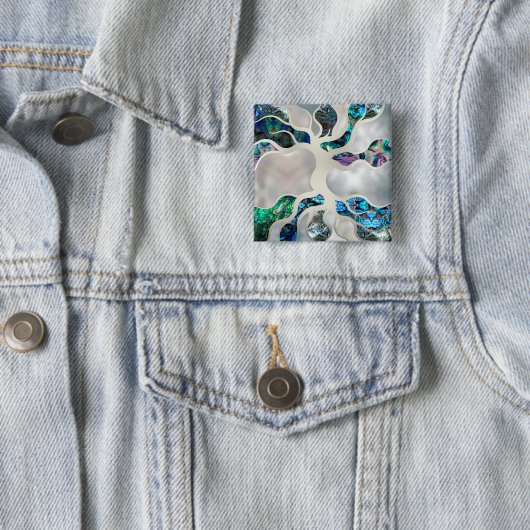 Levensboom - Abalone Shell en Pearl Vierkante Button 5,1 Cm (In situ)