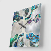 Levensboom - Abalone Shell en Pearl Vierkante Klok (Hoek)