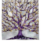 Levensboom - Amethyst en Butterflies Douchegordijn (Voorkant)