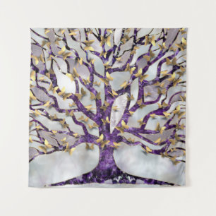 Levensboom - Amethyst en Butterflies Wandkleed