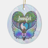 Levensboom, Angel Wings, Regenboog, Monogram Ceram Keramisch Ornament (Links)