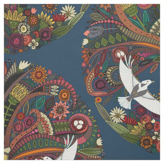 levensboom blauw stof (Swatch)