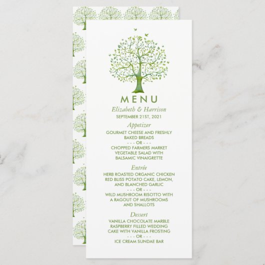 Levensboom, Elegant Trouwmenu Menu (Voorkant / Achterkant)