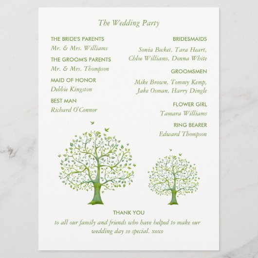 Levensboom, Elegante Trouwfeest Programma (Achterkant)