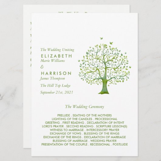 Levensboom, Elegante Trouwfeest Programma (Voorkant / Achterkant)