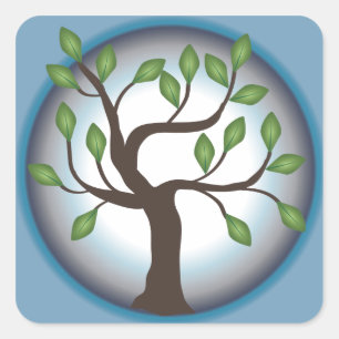 Levensboom en Maan Vierkante Sticker