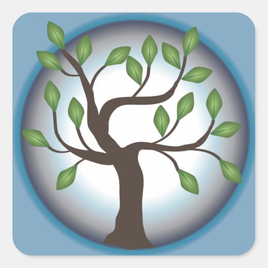 Levensboom en Maan Vierkante Sticker (Voorkant)