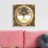 Levensboom in bruin canvas afdruk (Insitu (Woonkamer))