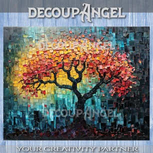 Levensboom in de mozaïekkunst - Decoupage- Tissuepapier