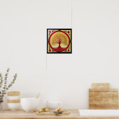 Levensboom in rood Poster (Keuken)