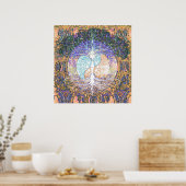 Levensboom met een jangyang en hartsymbool poster (Keuken)