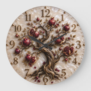 Levensboom met granaatappels 3D-reliëfkunst Grote Klok