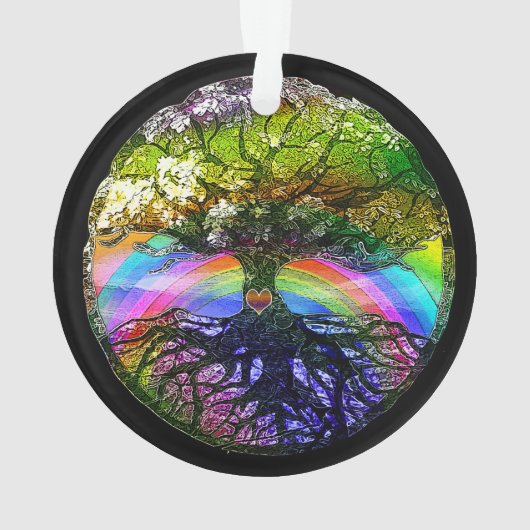 Levensboom met regenbooghart ornament (achterkant)