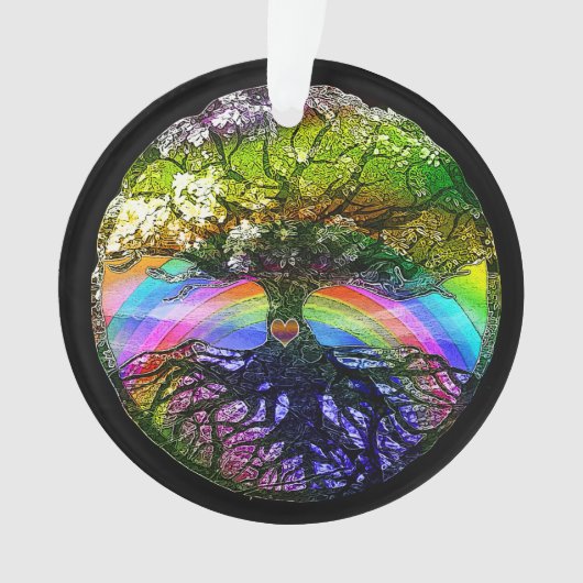 Levensboom met regenbooghart ornament (voorkant)
