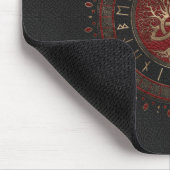 Levensboom met Triquetra Black Red Leather Muismat (Hoek)