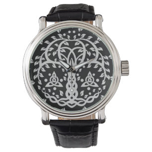 Levensboom met Triquetra Grayscale Horloge