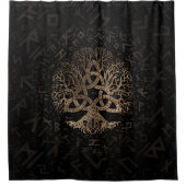 Levensboom met Triquetra op het Futhark-patroon Douchegordijn (Voorkant)