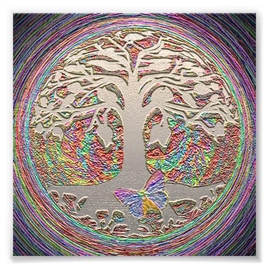 Levensboom met vlinder foto afdruk (Voorkant)