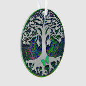 Levensboom met witte en groene kleuren ornament (voorkant)