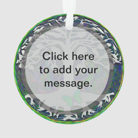 Levensboom met witte en groene kleuren ornament (achterkant)