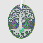 Levensboom met witte en groene kleuren ornament (voorkant)