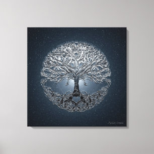 Levensboom Nova Blauw Canvas Afdruk