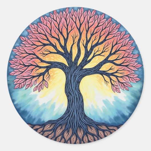 Levensboom patch ronde sticker (Voorkant)