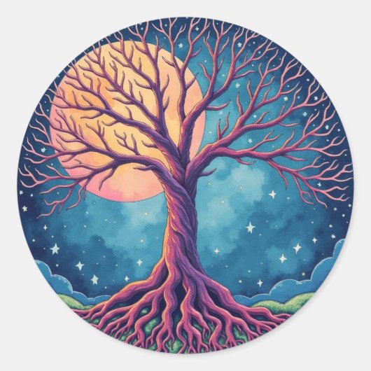 Levensboom patch ronde sticker (Voorkant)