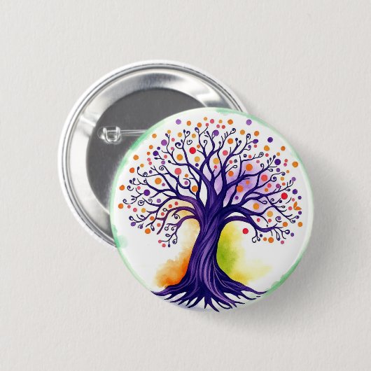Levensboom Ronde Button 5,7 Cm (Voorkant /achterkant)